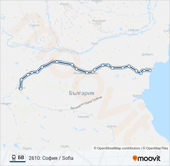 БВ влак Карта на Линията