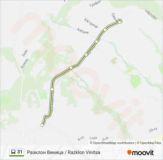 Автобус 31: карта маршрута