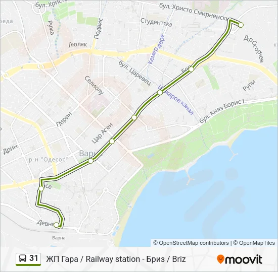 Автобус 31: карта маршрута