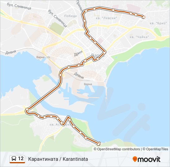 Автобус 12: карта маршрута