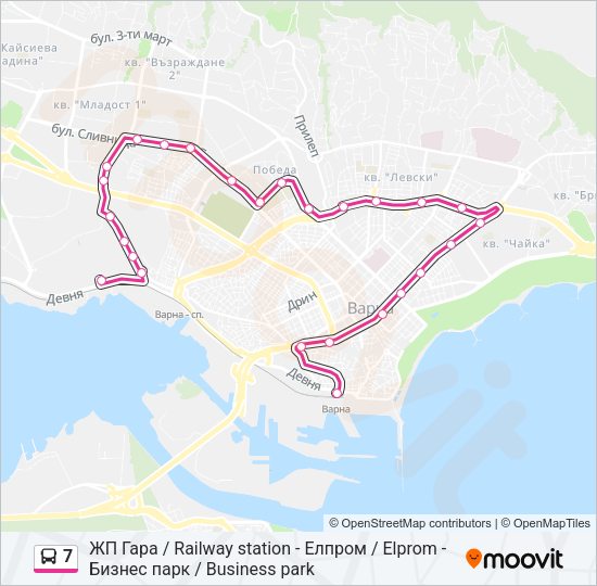 7 автобус Карта на Линията