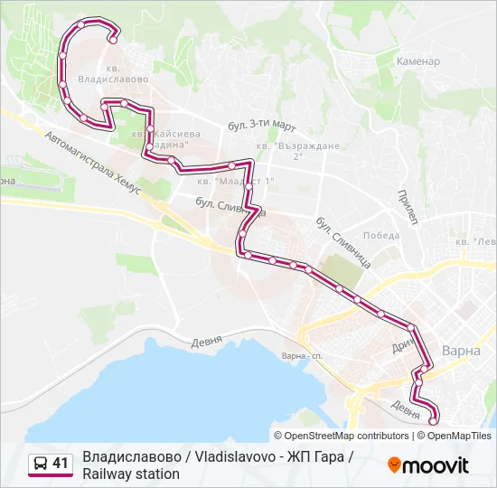 Автобус 41: карта маршрута
