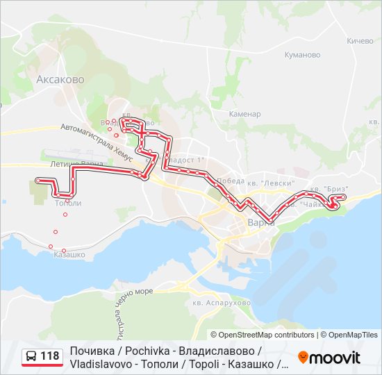 Автобус 118: карта маршрута