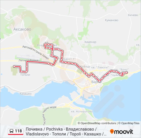 Автобус 118: карта маршрута