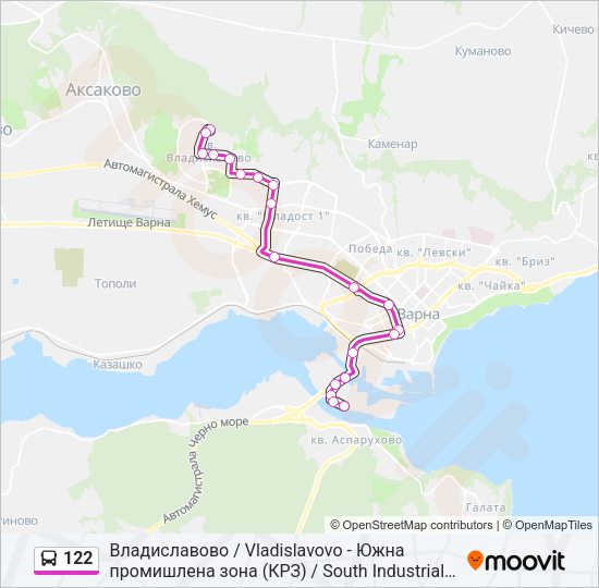122 автобус Карта на Линията