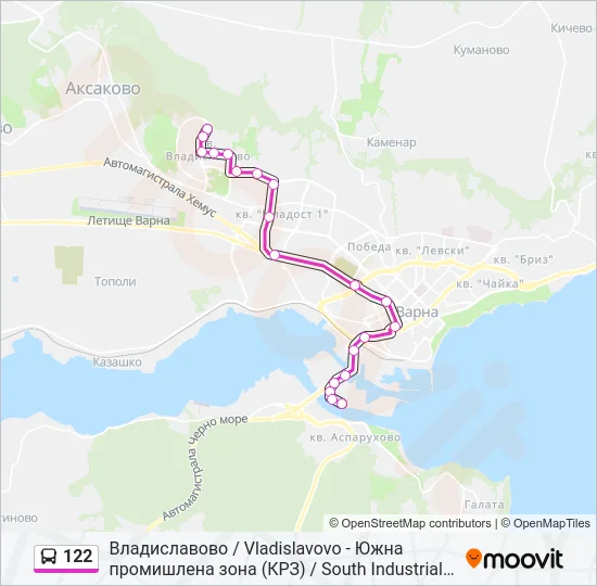 122 автобус Карта на Линията