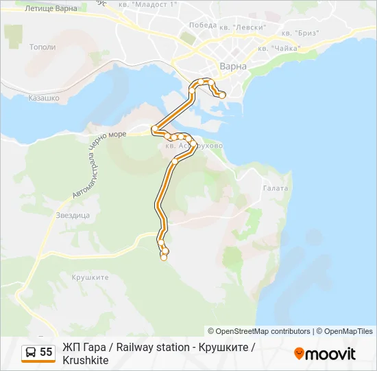 Автобус 55: карта маршрута