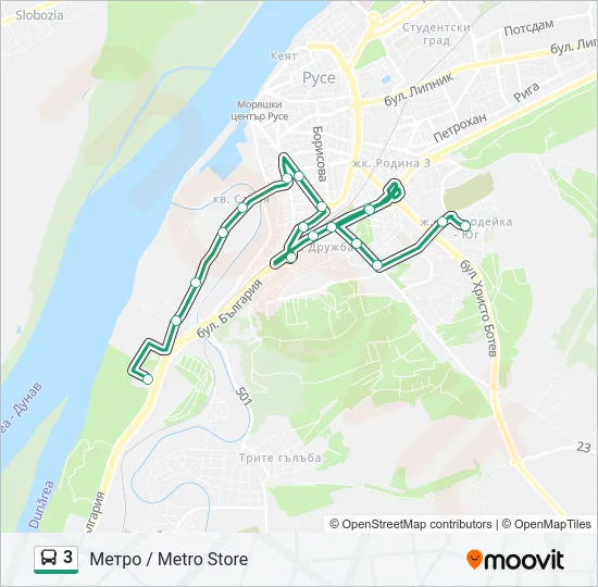 3 автобус Карта на Линията