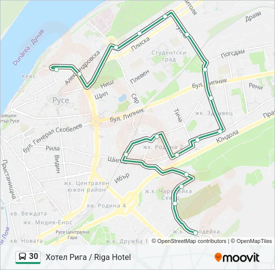 30 автобус Карта на Линията