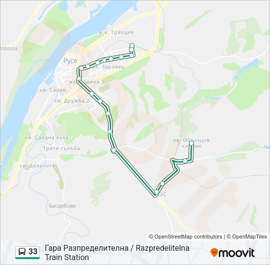 33 автобус Карта на Линията