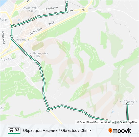 Автобус 33: карта маршрута