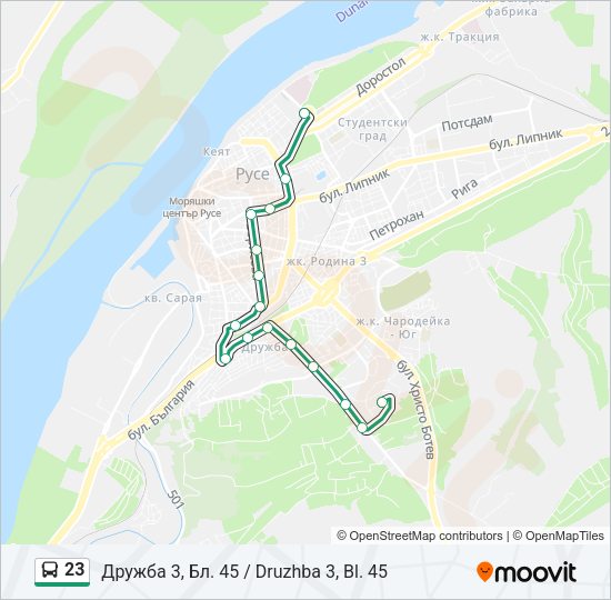 23 автобус Карта на Линията