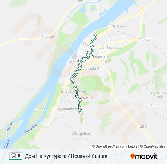 8 автобус Карта на Линията