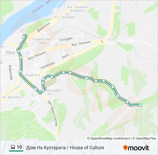 10 автобус Карта на Линията