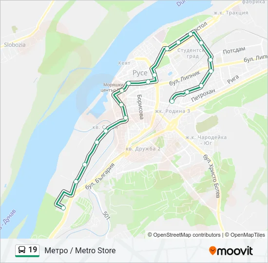 19 автобус Карта на Линията
