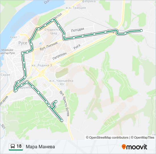 18 автобус Карта на Линията
