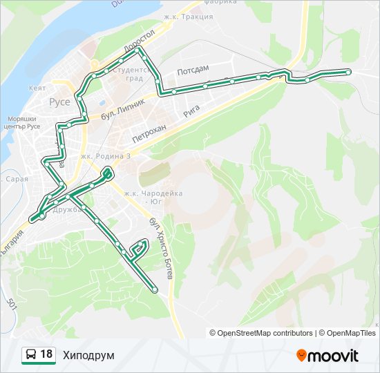 18 автобус Карта на Линията