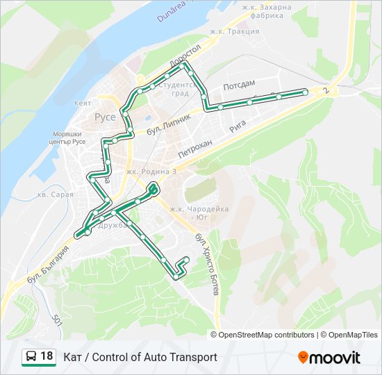 18 автобус Карта на Линията