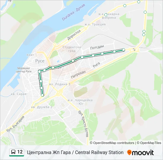 12 автобус Карта на Линията