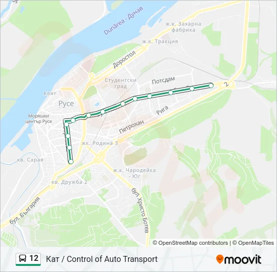 12 автобус Карта на Линията