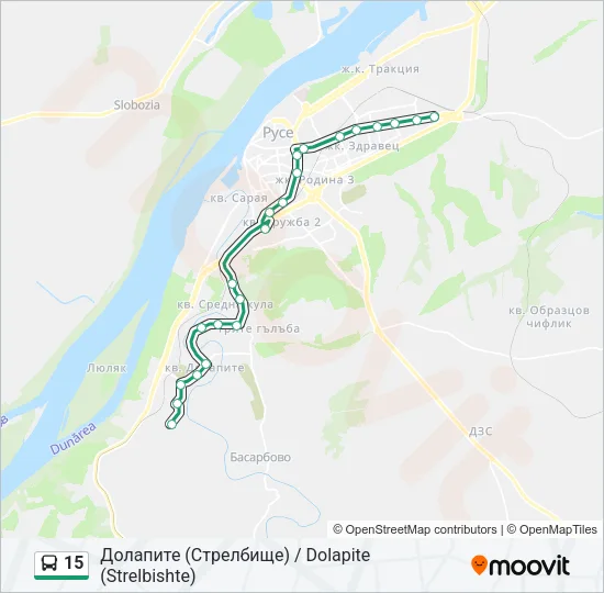 15 автобус Карта на Линията