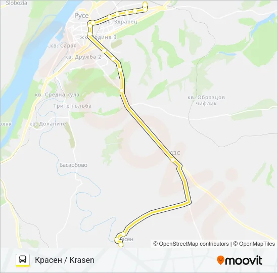 КРАСЕН / KRASEN автобус Карта на Линията