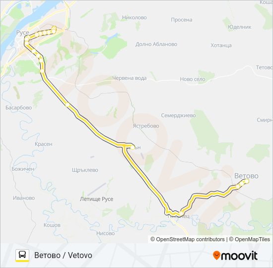 ВЕТОВО / VETOVO автобус Карта на Линията