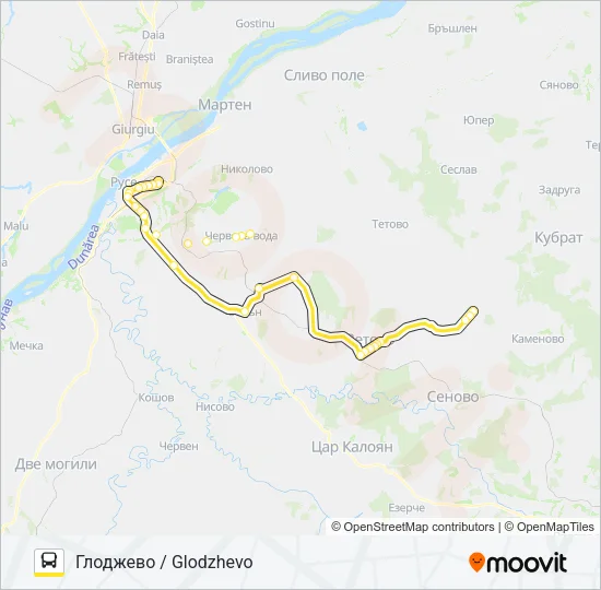 ГЛОДЖЕВО / GLODZHEVO Bus Line Map