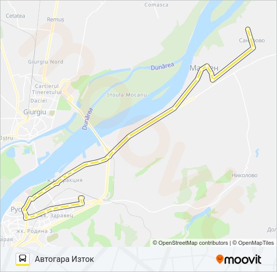 РУСЕ - МАРТЕН - САНДРОВО Bus Line Map