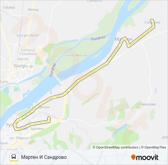 РУСЕ - МАРТЕН - САНДРОВО Bus Line Map