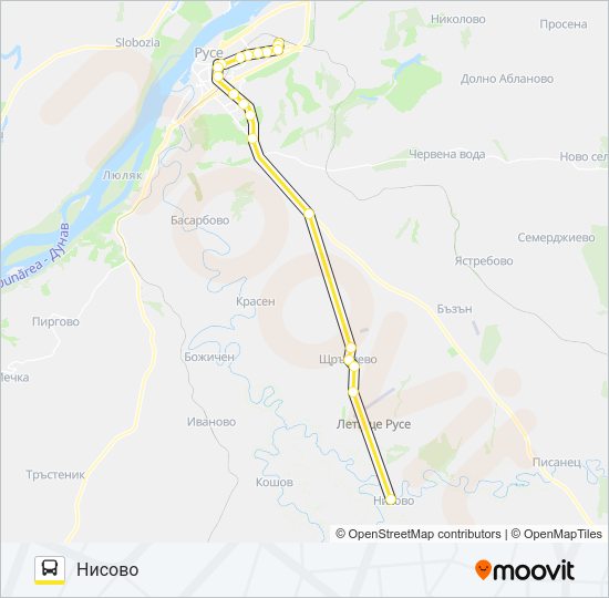 РУСЕ - ЩРЪКЛЕВО - НИСОВО Bus Line Map