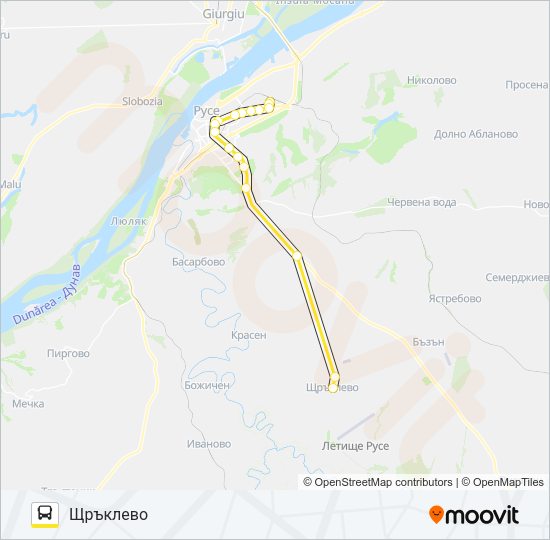 РУСЕ - ЩРЪКЛЕВО - НИСОВО Bus Line Map