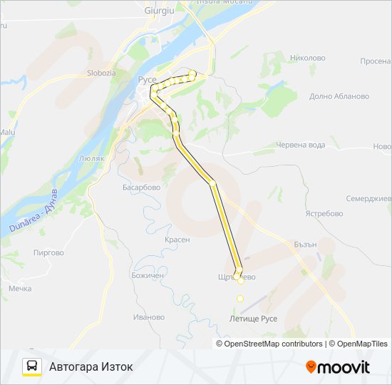РУСЕ - ЩРЪКЛЕВО - НИСОВО Bus Line Map