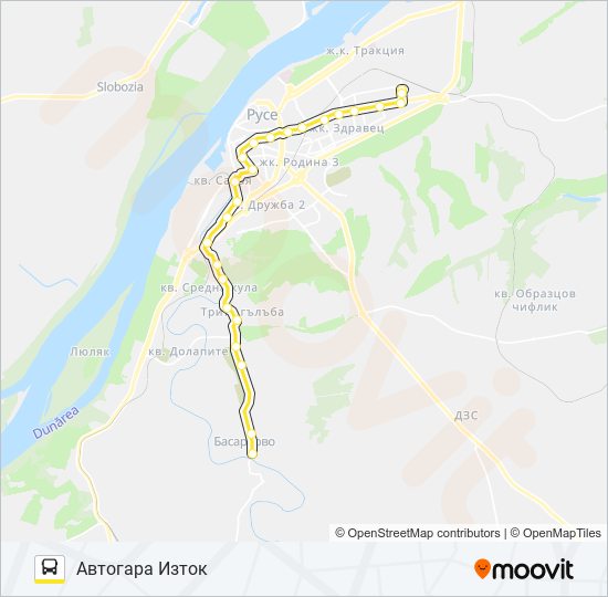 РУСЕ - БАСАРБОВО автобус Карта на Линията