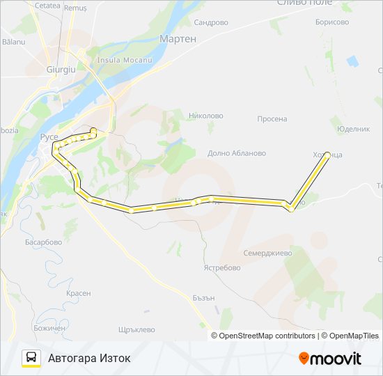 РУСЕ - ХОТАНЦА bus Line Map