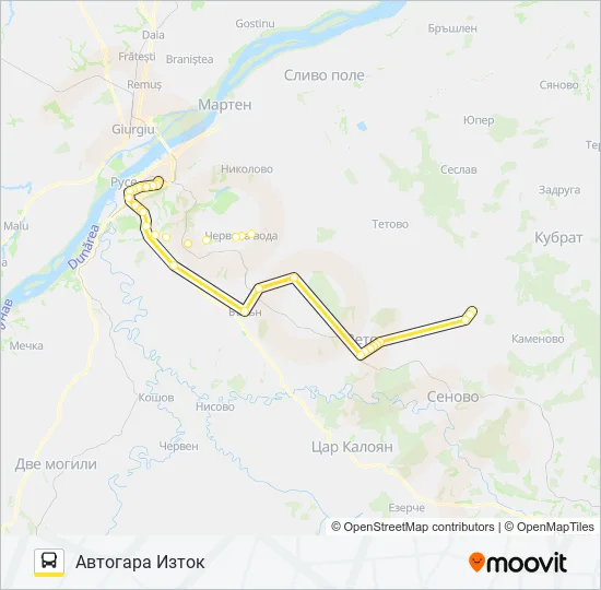 РУСЕ - ВЕТОВО - ГЛОДЖЕВО Bus Line Map