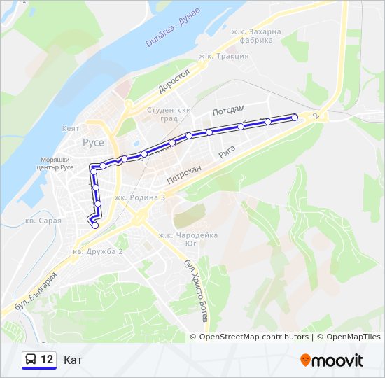 12 автобус Карта на Линията