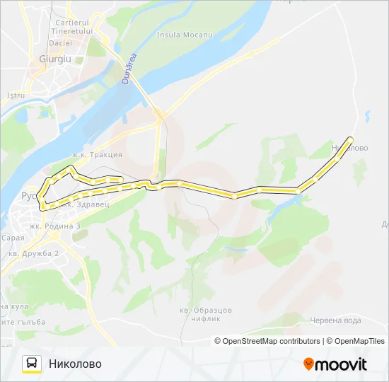 РУСЕ - НИКОЛОВО - ПРОСЕНА - ДОЛНО АБЛАНОВО Bus Line Map