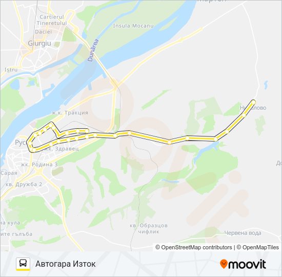 РУСЕ - НИКОЛОВО - ПРОСЕНА - ДОЛНО АБЛАНОВО Bus Line Map