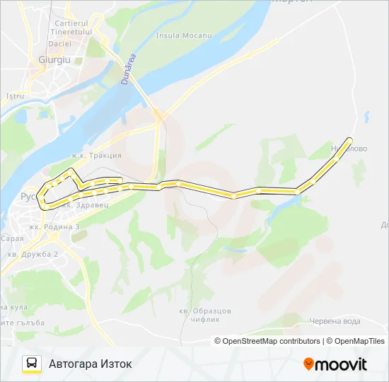 РУСЕ - НИКОЛОВО - ПРОСЕНА - ДОЛНО АБЛАНОВО Bus Line Map