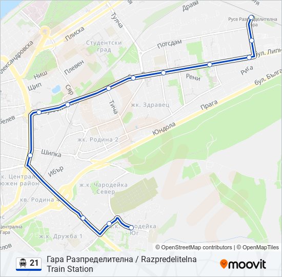 21 Trolleybus Line Map