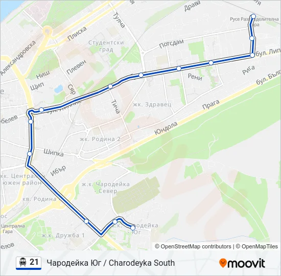 21 Trolleybus Line Map