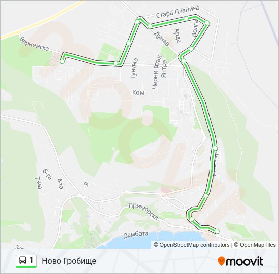 1 автобус Карта на Линията