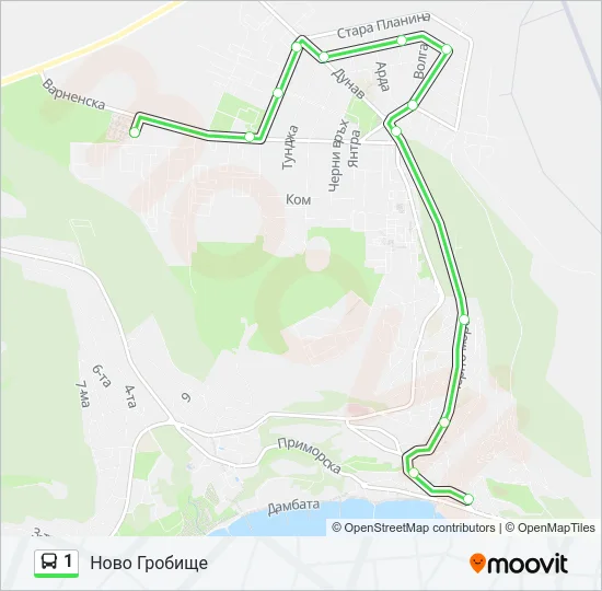 Автобус 1: карта маршрута