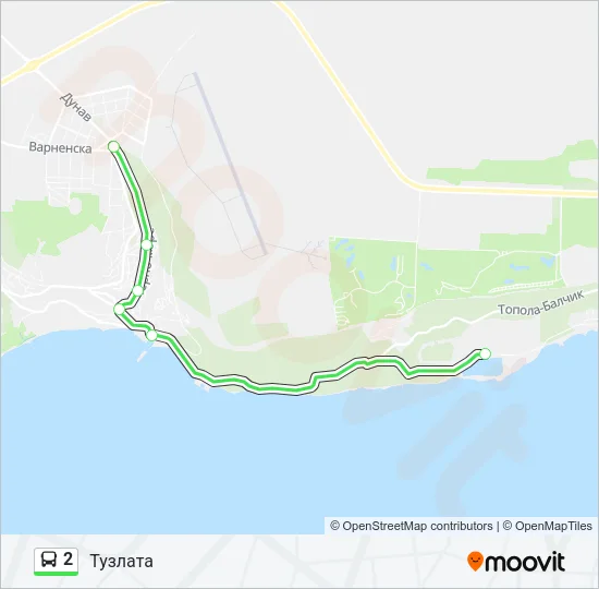 2 автобус Карта на Линията