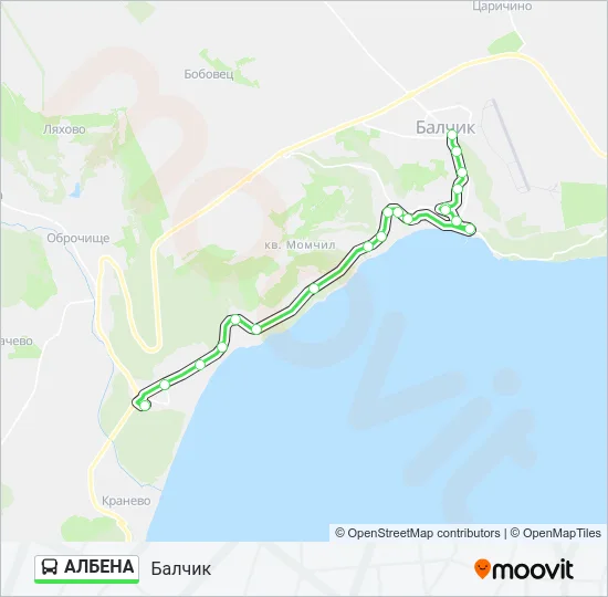 АЛБЕНА автобус Карта на Линията