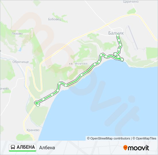 АЛБЕНА автобус Карта на Линията