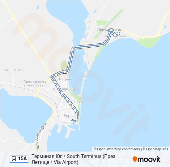 15а Route: Schedules, Stops & Maps - Терминал Юг / South Terminus (През ...