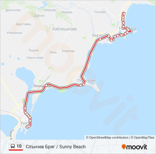 Автобус 10: карта маршрута