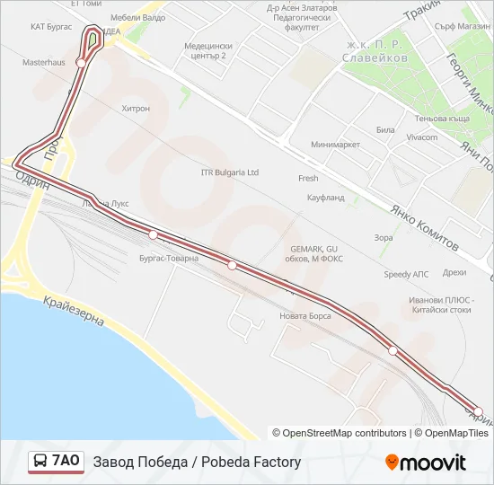 7АО Bus Line Map